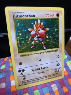 Hitmonchan Pokemon TCG Base Set SHADOWLESS Holo Rare 7/102 #7 NM - Image 2