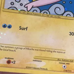 Pokemon TCG— Surfing Pikachu Holo 114/111 Rising Rivals Secret Rare -Holo Bleed - Image 4
