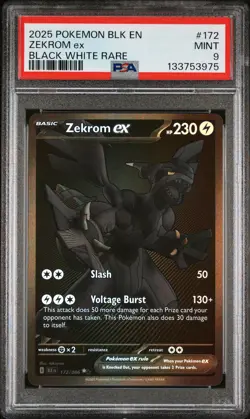 2025 POKEMON BLK EN-BLACK BOLT #172 ZEKROM ex PSA 9 - Image 1