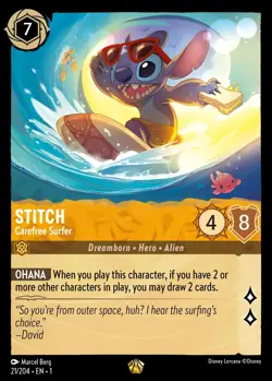 Disney Lorcana TCG Stitch - Carefree Surfer - Image 1