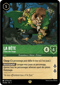 Carte Disney Lorcana Chapitre 1 La Bete - Fleau des loups 70/204 Legendaire FR - Image 1