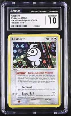 CGC 10 GEM MINT Castform 2004 EX Hidden Legends 30/101 Reverse Holo Pokemon Card - Image 1