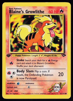 Blaine's Growlithe 62/132 Pokemon Gym Challenge English 1st Edition - Image 2