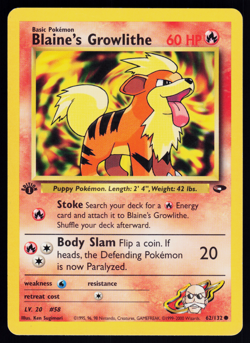 Blaine's Growlithe 62/132 Pokemon Gym Challenge English 1st Edition - Image 4