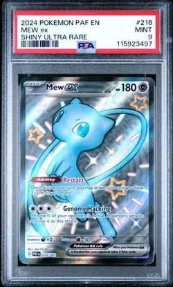 2024 POKEMON PAF EN-PALDEAN FATES SHINY ULTRA RARE #216 MEW EX PSA 9 - Image 1