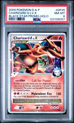 2009 POKEMON DIAMOND & PEARL BLACK STAR PROMO HOLO #DP45 CHARIZARD G LV.X PSA 8 - Image 1