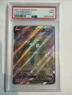 2021 POKEMON SWORD & SHIELD EVOLVING SKIES #190 FULL ART/GARBODOR V PSA 9 - Image 1