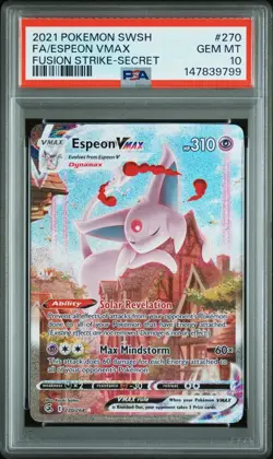 2021 POKEMON SWORD & SHIELD FUSION STRIKE SECRET FULL ART/ESPEON VMAX PSA 10 - Image 1