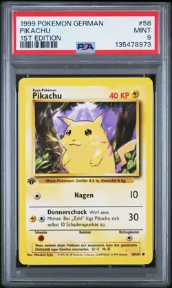 Pikachu 1st Edition Yellow Cheeks PSA 9 1999 Pokemon Game #58 German - Image 1