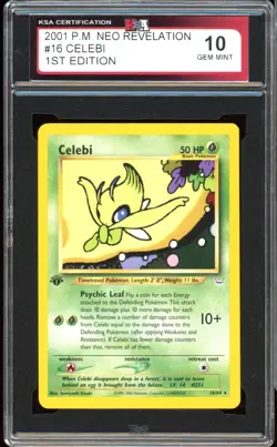 2001 Pokemon Neo Revelation #16 Celebi 1st Edition KSA 10 Gem Mint - Image 1