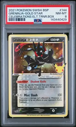 2021 POKEMON SWSH BLACK STAR PROMO #144 GRENINJA-GOLD STAR PSA 8 - Image 1