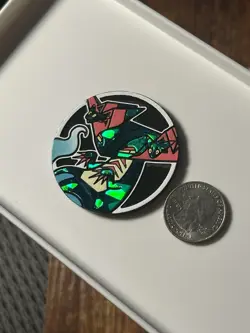 Pokemon Dragapult Custom Hand Painted Coin 1/1 Cracked Ice Holo LOOK! - Image 3
