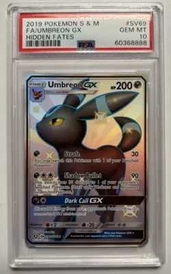 2019 POKEMON SUN & MOON HIDDEN FATES #SV69 FULL ART/UMBREON GX PSA 10 - Image 1