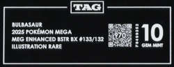 2025 Pokemon ME Enhanced Topper Stamped 133/132 Bulbasaur TAG 10 970 - Image 3