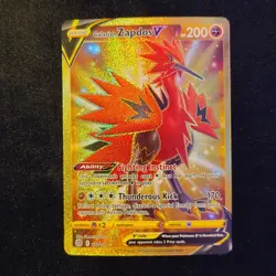 Pokemon Galarian Zapdos v TCG Card 182/172 Brilliant Stars Gold Secret Rare MINT - Image 1