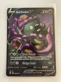 Pokemon TCG Garbodor V Sword & Shield Evolving Skies 100/203 Holo Ultra Rare - Image 1