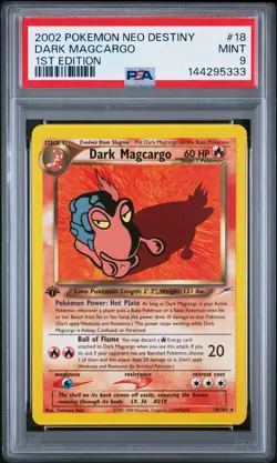 2002 POKEMON NEO DESTINY 1ST ED #18 DARK MAGCARGO PSA 9 - Image 1
