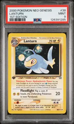 2000 POKEMON NEO GENESIS 1ST ED #38 LANTURN PSA 9 - Image 1