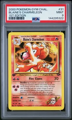 2000 POKEMON GYM CHALLENGE 1ST ED #31 BLAINE'S CHARMELEON PSA 9 - Image 1