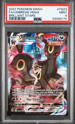 2022 POKEMON SWORD & SHIELD BRILLIANT STARS #TG23 FULL ART/UMBREON VMAX PSA 9 - Image 1