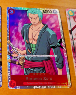 ONE PIECE ENGLISH CARD HOLO GAME CARTE Roronoa Zoro OP01-025 SR JCC EN ** - Image 1
