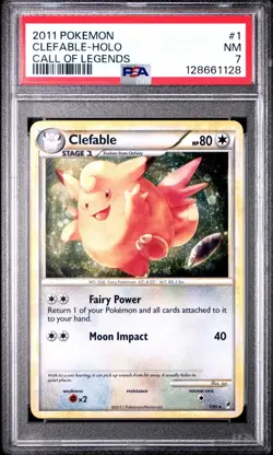 2011 POKEMON CALL OF LEGENDS #1 CLEFABLE-HOLO PSA 7 - Image 1