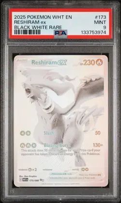 2025 POKEMON WHT EN-WHITE FLARE #173 RESHIRAM ex PSA 9 - Image 1
