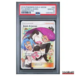 Jessie and James 68/68 Hidden Fates PSA 10 Gem Mint Full Art Pokemon Card - Image 1
