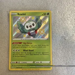 Pokemon TCG Shining Fates Rowlet SV001/SV122 Shiny Holo Rare Card - Image 1