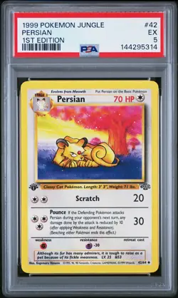 1999 POKEMON JUNGLE 1ST ED #42 PERSIAN PSA 5 - Image 1