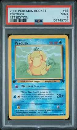 2000 POKEMON ROCKET 1ST ED #65 PSYDUCK PSA 9 - Image 1