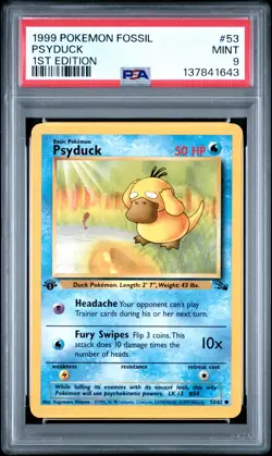 1999 POKEMON FOSSIL 1ST ED #53 PSYDUCK PSA 9 - Image 1
