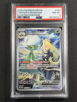 Pokemon Cards PSA 8 NM-MT Cynthia's Roserade Destined Rivals S&V IR 2025 184/182 - Image 1