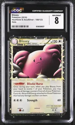 CGC 8 Blissey 2010 HeartGold & SoulSilver 106/123 Holo Pokemon Card - Image 1