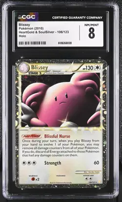 CGC 8 Blissey 2010 HeartGold & SoulSilver 106/123 Holo Pokemon Card - Image 1