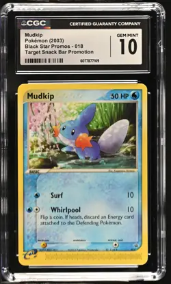 CGC 10 GEM MINT Mudkip 2003 Black Star Promos 018 Pokemon Card - Image 1