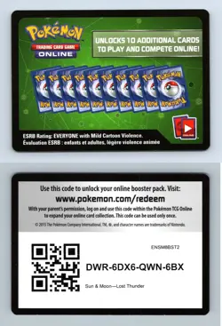 Booster Code #1 Sun & Moon Lost Thunder Pokemon 2018 Online Code Card - Image 1