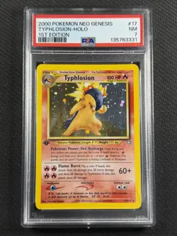 Pokemon Cards PSA 7 NM Typhlosion 1st Edition Holo Neo Genesis 2000 17/111 - Image 1