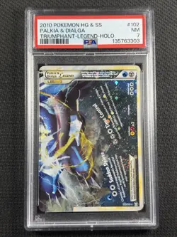 Pokemon Cards PSA 7 NM Palkia & Dialga Triumphant Legend Holo HG&SS 2010 102/102 - Image 1