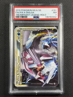 Pokemon Cards PSA 7 NM Palkia & Dialga Triumphant Legend Holo HG&SS 2010 101/102 - Image 1