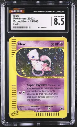 CGC 8.5 Mew 2002 Expedition 19/165 Holo Pokemon Card - Image 1
