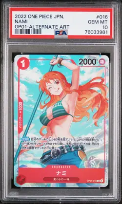 2022 ONE PIECE JAPANESE OP01-ROMANCE DAWN #016 NAMI PSA 10 - Image 1