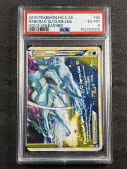 Pokemon Cards PSA 6 EX-MT Raikou & Suicune Legend Holo Unleashed HG&SS 93/95 - Image 1
