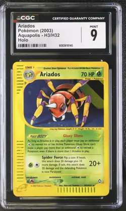 CGC 9 MINT Ariados 2003 Aquapolis H3/H32 Holo Pokemon Card - Image 1