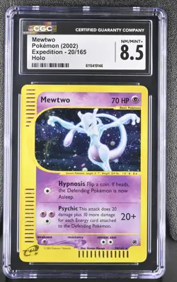 CGC 8.5 Mewtwo 2002 Expedition 20/165 Holo Pokemon Card - Image 1