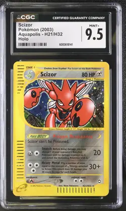 CGC 9.5 MINT+ Scizor 2003 Aquapolis H21/H32 Holo Pokemon Card - Image 1