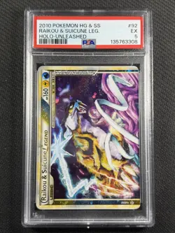 Pokemon Cards PSA 5 EX Raikou & Suicune Legend Holo Unleashed HG&SS 2010 92/95 - Image 1