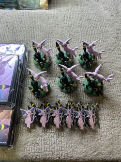 Lot Of 18 Pokemon Prismatic Evolutions Figure Collection Sleeves Pin & Figurine - Image 2