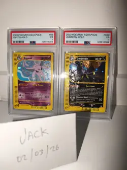 Umbreon H29 & Espeon H9 Holo Pokemon Aquapolis PSA 1 Subsequent Pair - Image 1