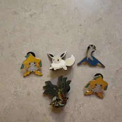 Lot of 5 Enamel Pins Pokemon Official, Latios, Eevee, Giratina, And Jirachi - Image 1